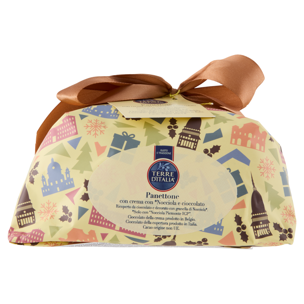 Terre d'Italia Panettone con crema con *Nocciola e cioccolato 750 g