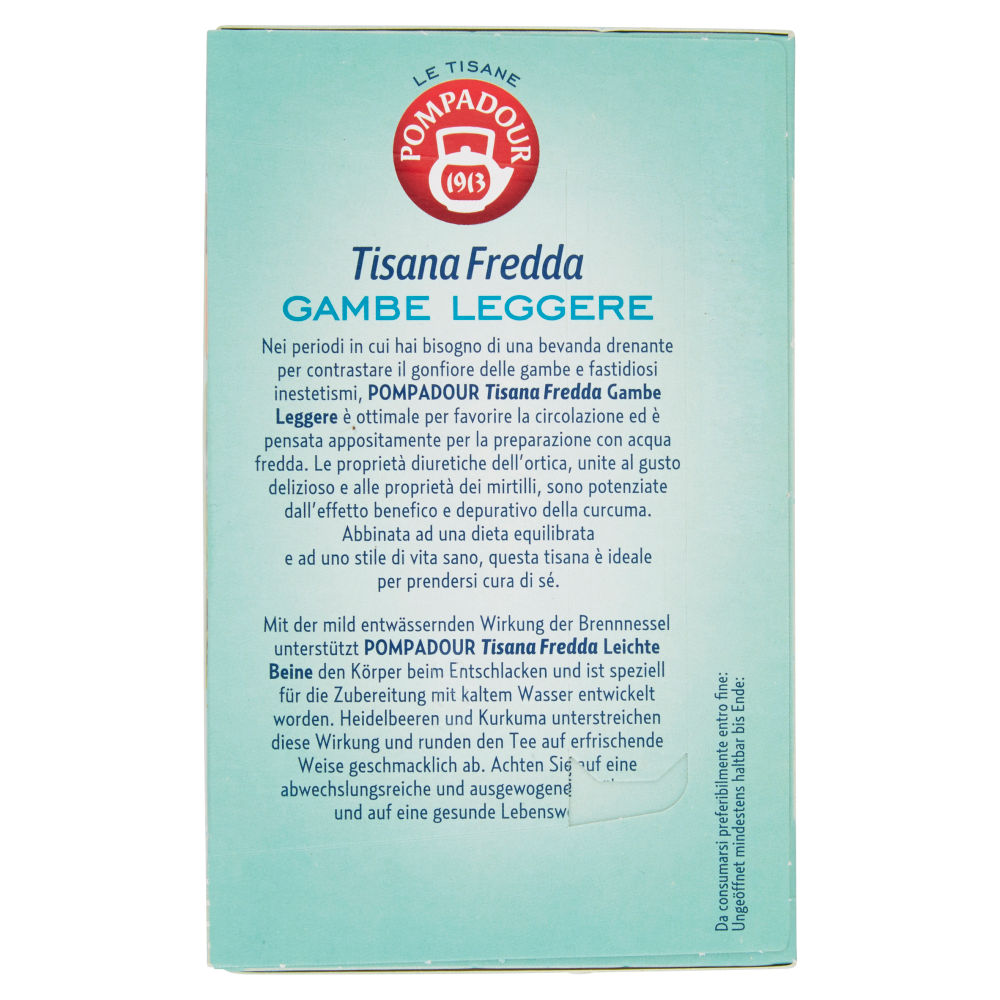 Pompadour Le Tisane Tisana Fredda Gambe Leggere 18 x 2,5 g