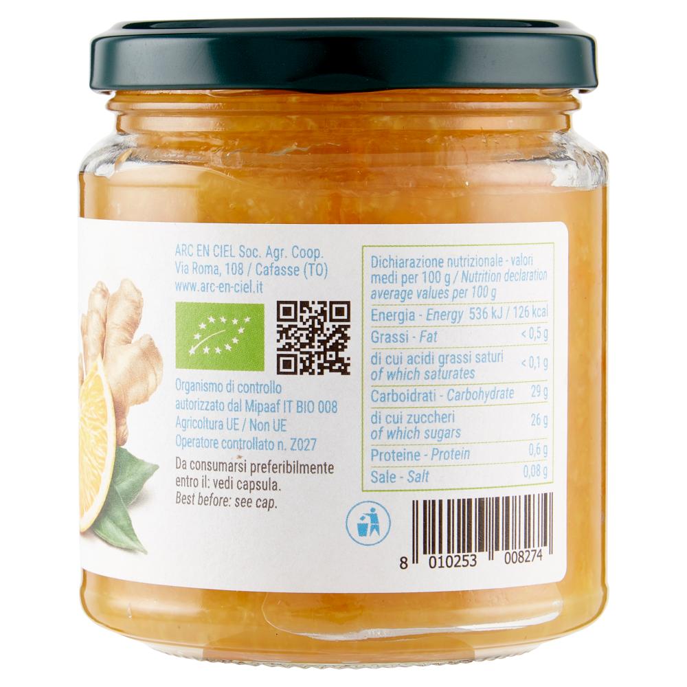 Bio Pi&ugrave; Composta all'Arancia e Zenzero 320 g