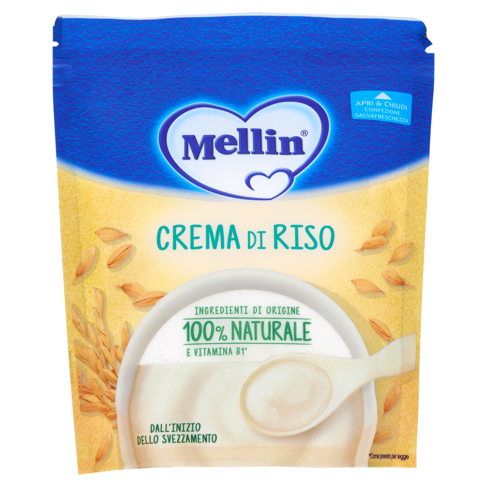 MELLIN Crema di Riso, Confezione Apri&Chiudi, dall'inizio dello Svezzamento, Senza Glutine, 200g