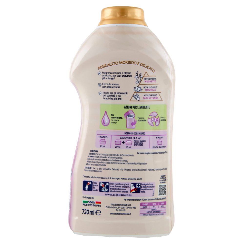 Spuma di Sciampagna Ammorbidente Concentrato Abbraccio Delicato 720 ml