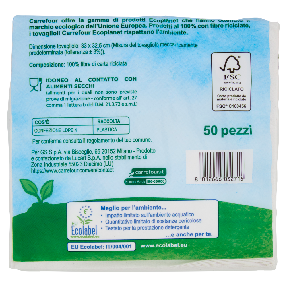 Carrefour eco Planet Tovaglioli 2 Veli 50 pz