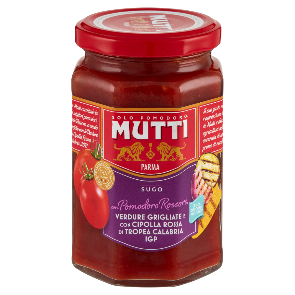 Mutti Sugo con Pomodoro Rossoro, Verdure Grigliate e con Cipolla Rossa di Tropea Calabria IGP 280 g
