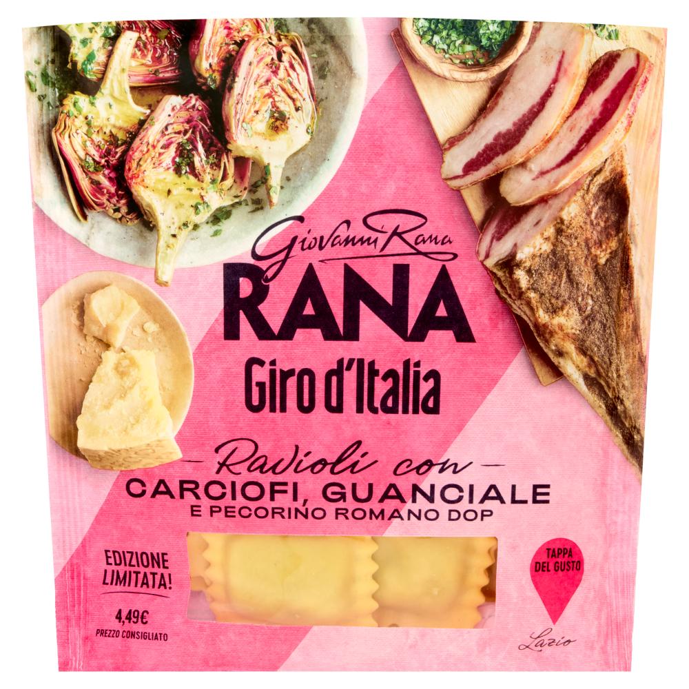Giovanni Rana Giro d'Italia Ravioli con Carciofi, Guanciale e Pecorino Romano DOP 250 g