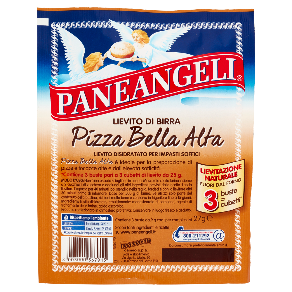 PANEANGELI Lievito di Birra Pizza Bella Alta 3 x 9 g