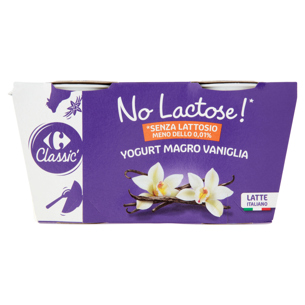 Carrefour Classic No Lactose!* Yogurt Magro Vaniglia 2 x 125 g Carrefour