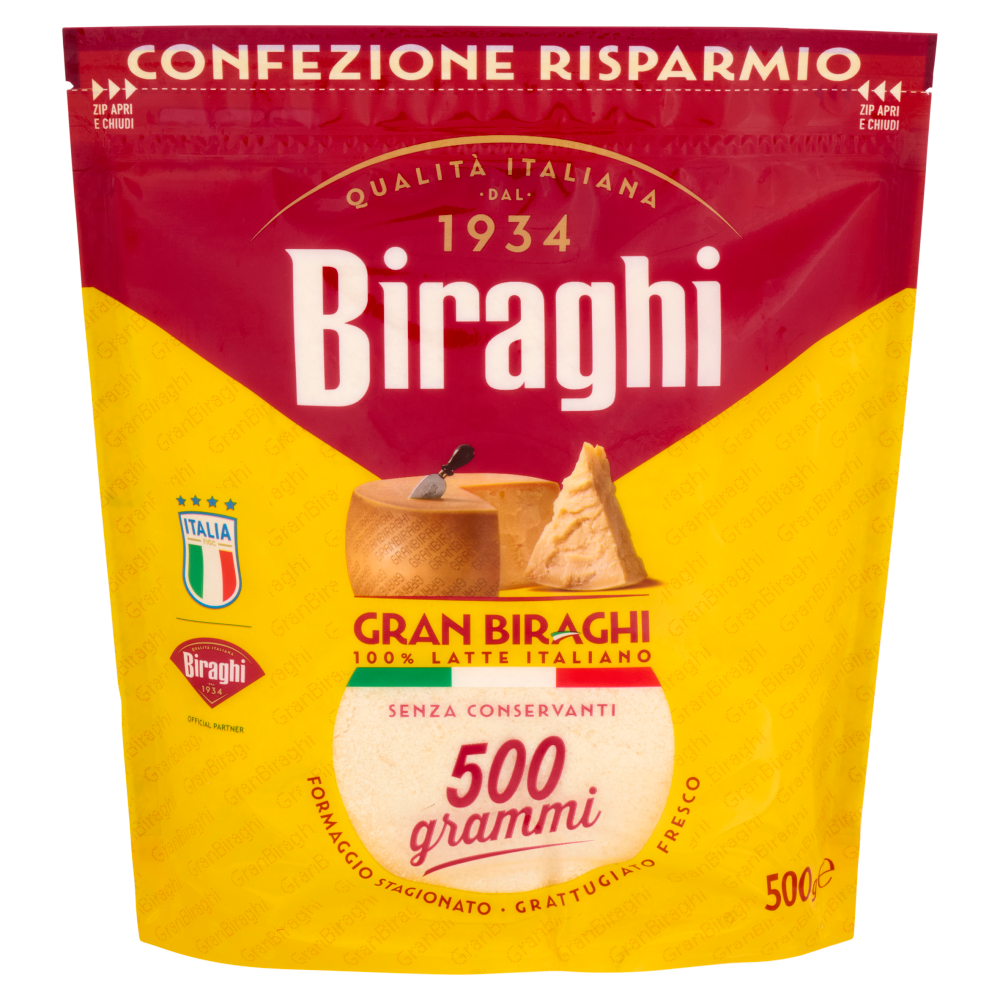 Biraghi Gran Biraghi Formaggio Stagionato Grattugiato Fresco 500 g