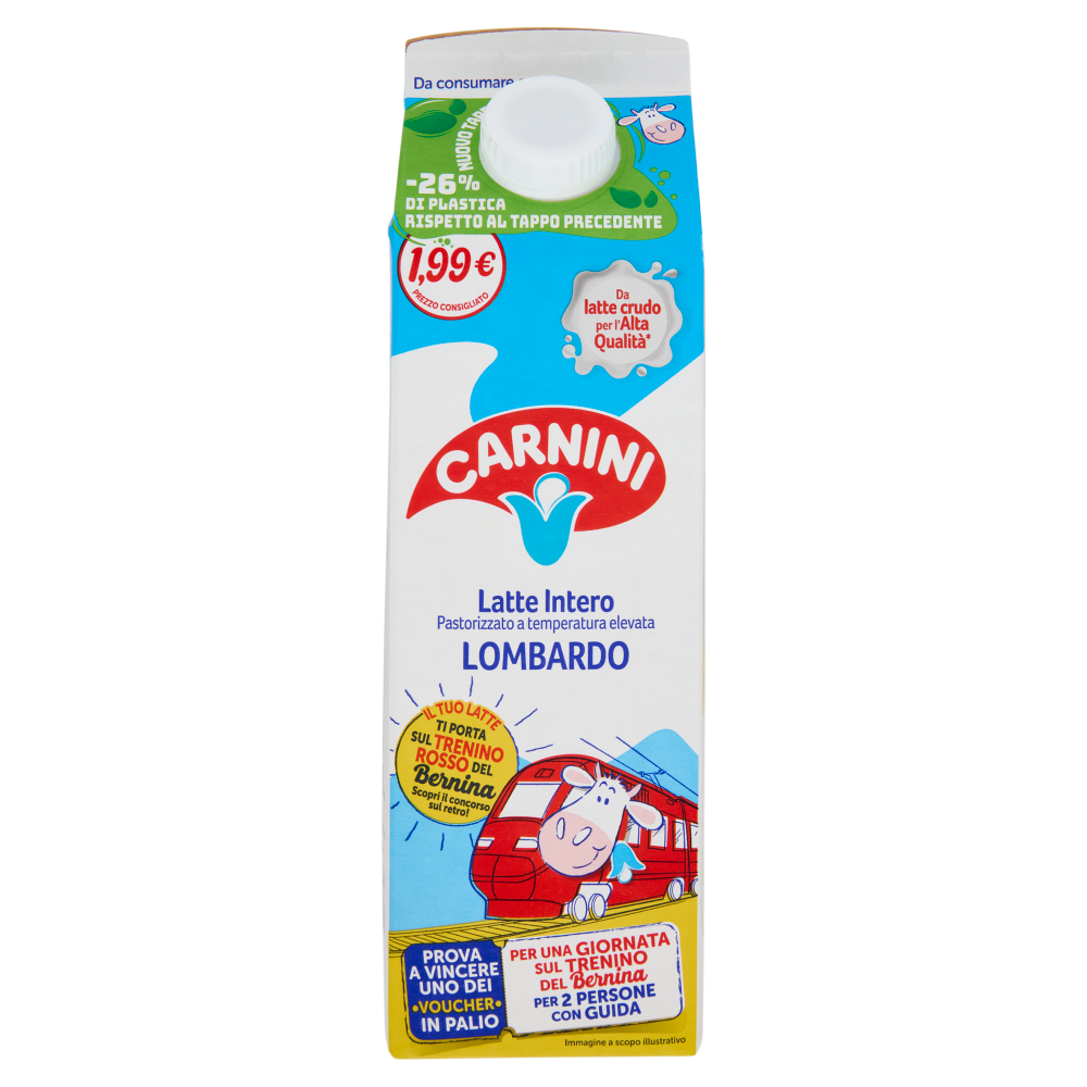 Carnini Latte Intero Pastorizzato a temperatura elevata Lombardo 1000 ml