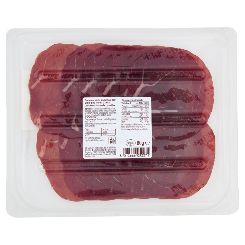 Carrefour Bio Bresaola della Valtellina I.G.P. Biologica Punta d'anca 80 g