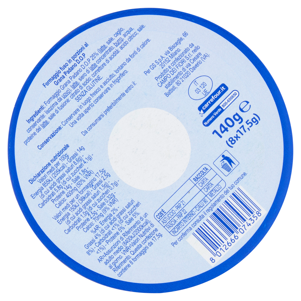 Carrefour Classic Formaggini al Grana Padano DOP 8 x 17,5 g