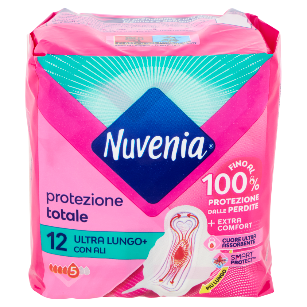 Nuvenia protezione totale Ultra Lungo+ con Ali 12 pz