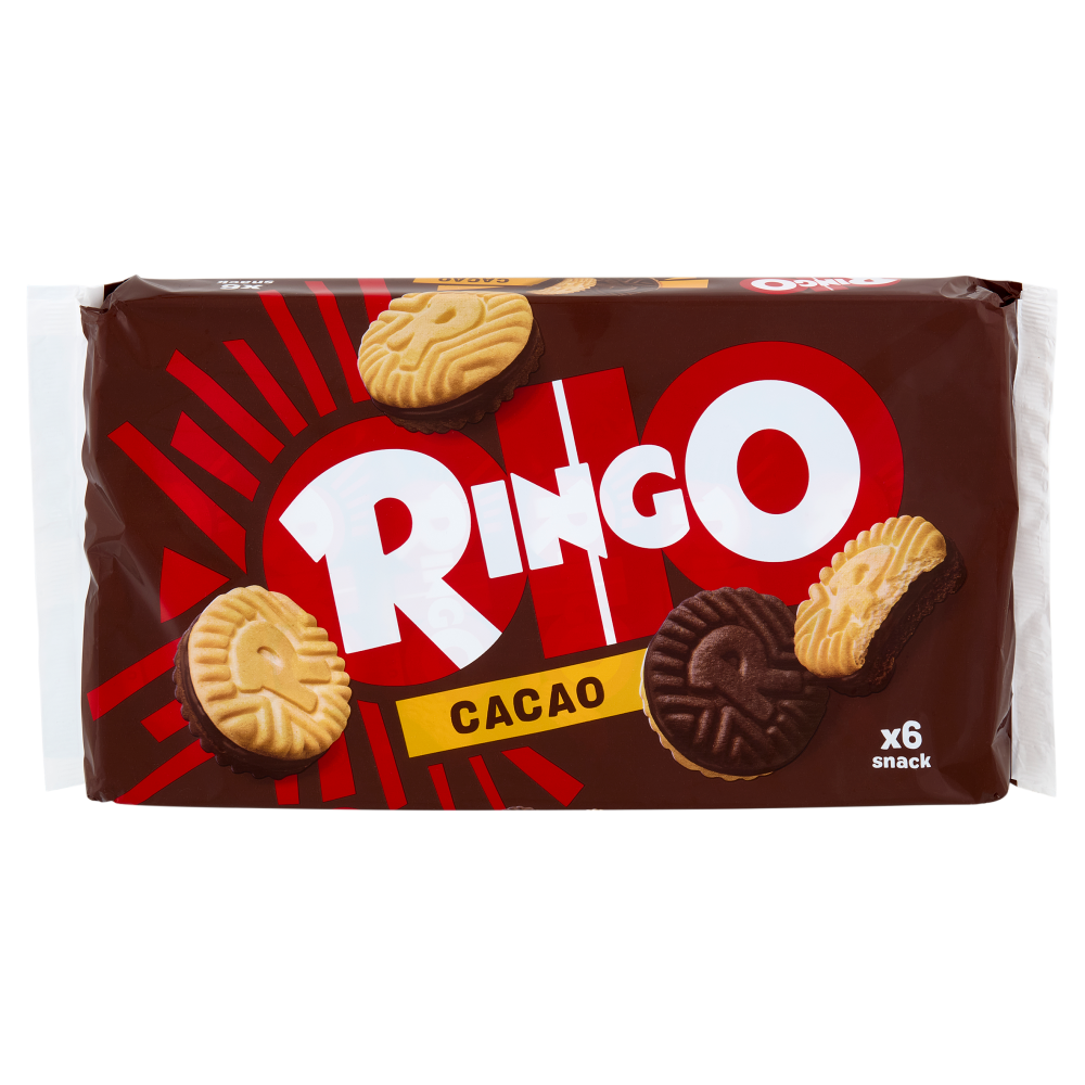 Ringo Cacao Biscotti Farciti con Crema Cacao Snack Merenda 6 porzioni, 330g