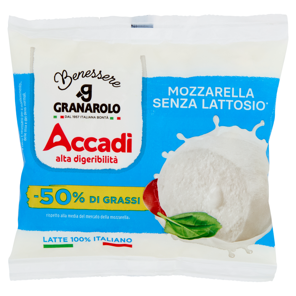 Granarolo Benessere Accad&igrave; Mozzarella Senza Lattosio* -50% di Grassi 100 g