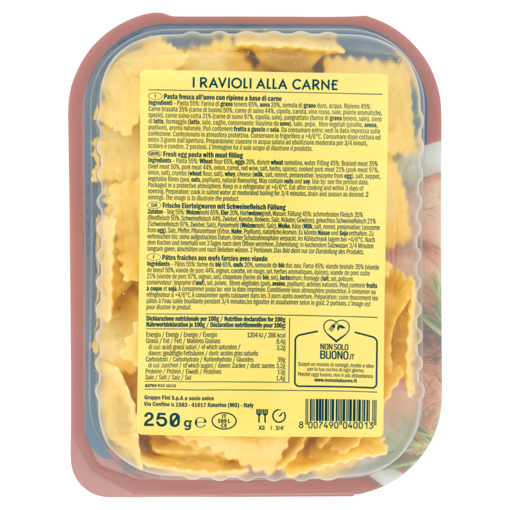 Fini i granripieni di sapore i Ravioli alla Carne 250 g