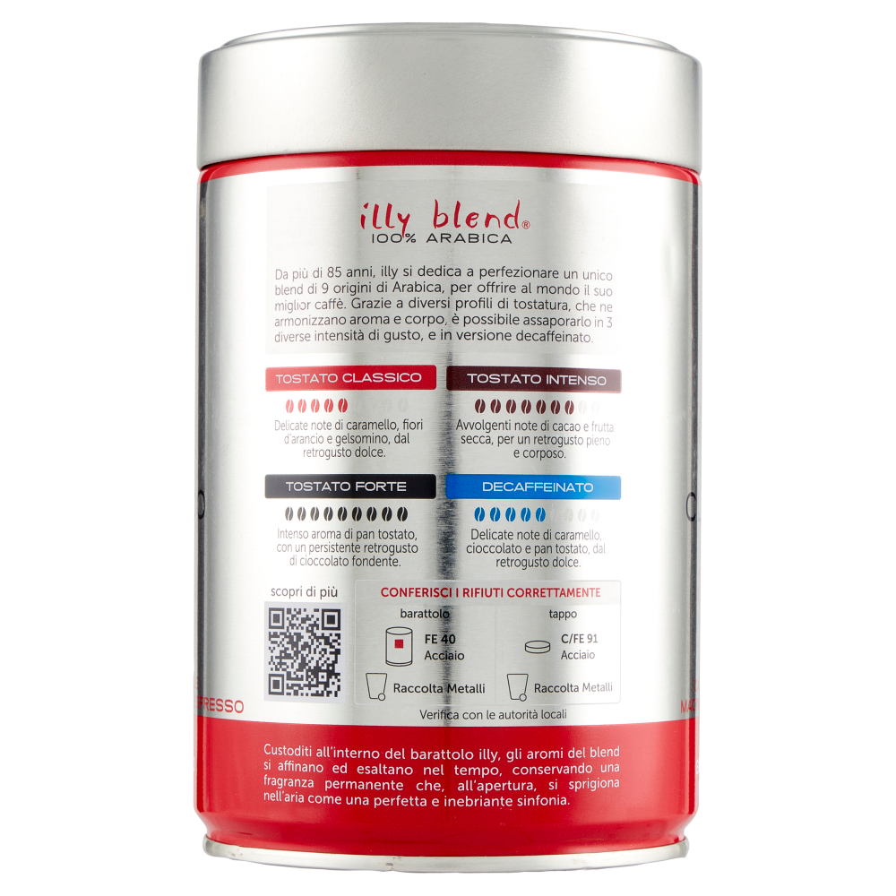 illy Tostato Classico Caffè Macinato Ideale per Espresso 250 g