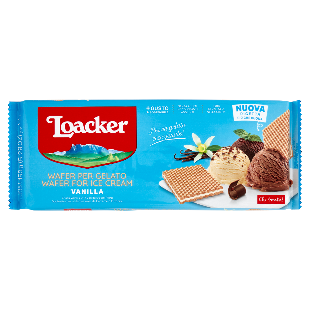 Loacker Wafer per Gelato Vanilla con crema alla vaniglia Bourbon 150g