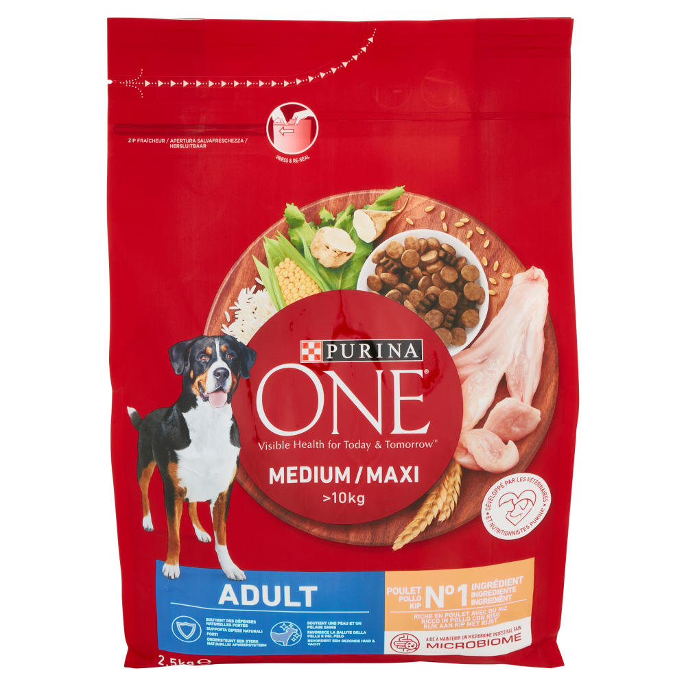 PURINA ONE Medium/Maxi Adult Ricco in Pollo con Riso 2,5 kg
