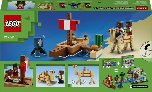 LEGO Minecraft 21259 Il Viaggio del Galeone dei Pirati, Barca Giocattolo da Costruire con Personaggi, Giochi per Bambini 8+