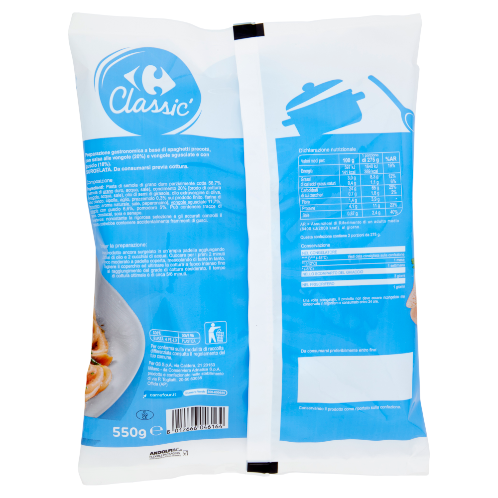 Carrefour Classic Spaghetti alle Vongole Surgelati 550 g