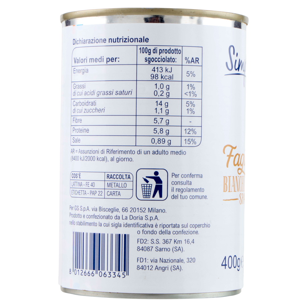 Simpl Fagioli Bianchi di Spagna 400 g