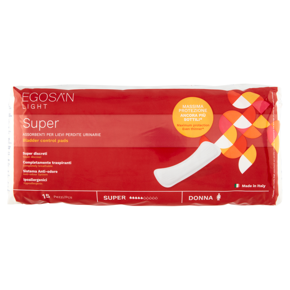Egosan Light Super Assorbenti per Lievi Perdite Urinarie Donna 15 pz