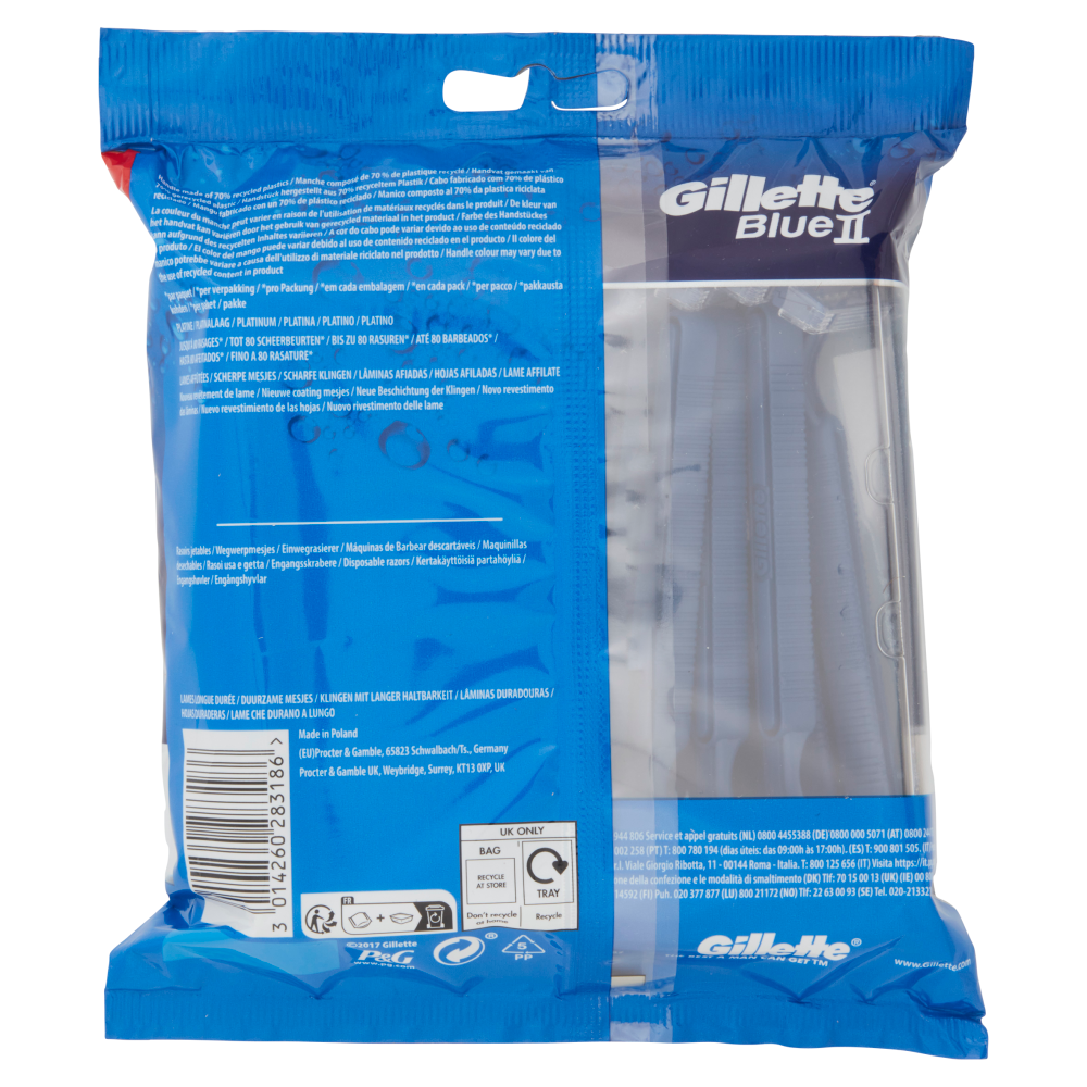 Gillette Blue II Rasoio da Uomo Usa e Getta a 2 Lame, 20 Rasoi