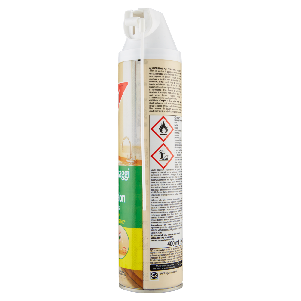 Baygon Spray Extra Precision, Insetticida contro Scarafaggi e Formiche, 1 Confezione da 400 ml