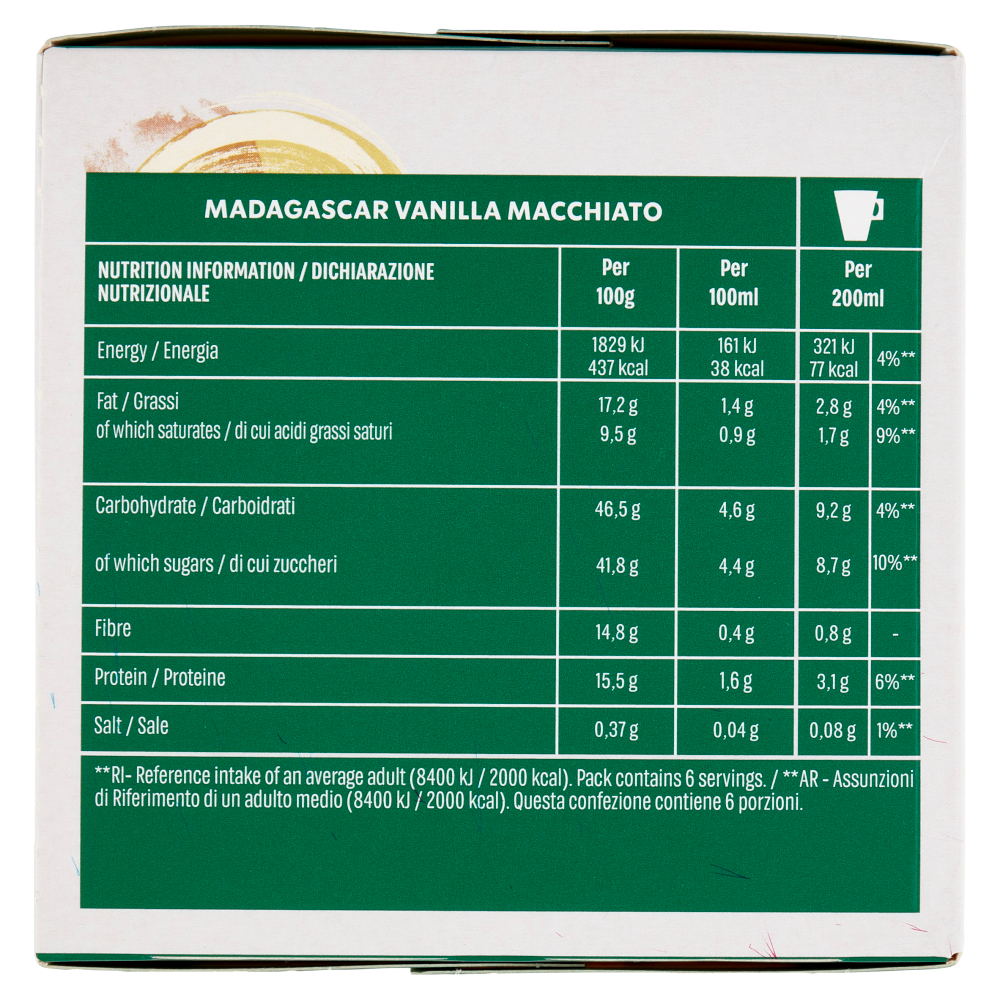 STARBUCKS Madagascar Vanilla Macchiato by Nescafé Dolce Gusto Latte Vaniglia e Caffè 12 Capsule 132g