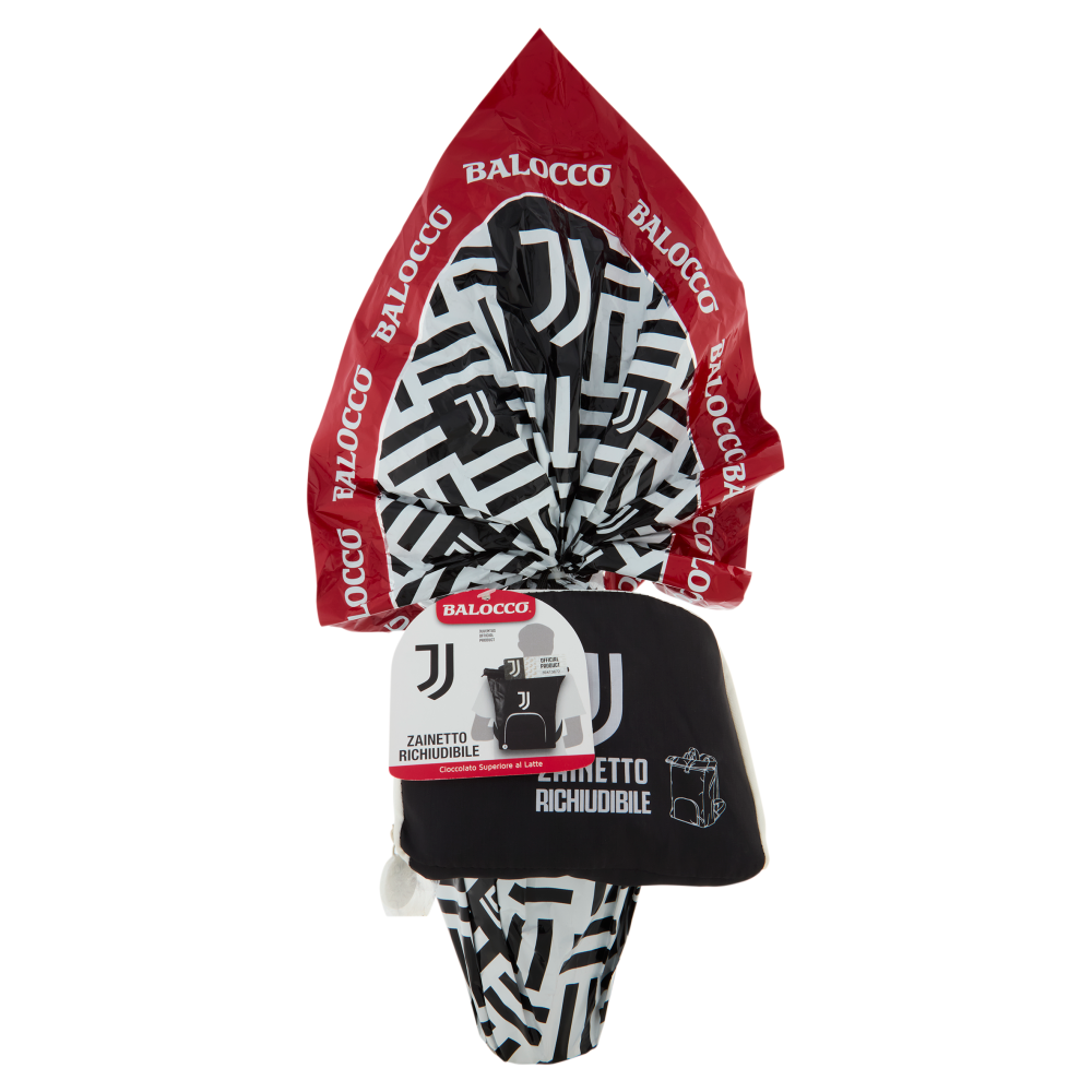 Balocco Uovo di Cioccolato Superiore al Latte Juventus + gadget esterno (zainetto richiudibile) 320g