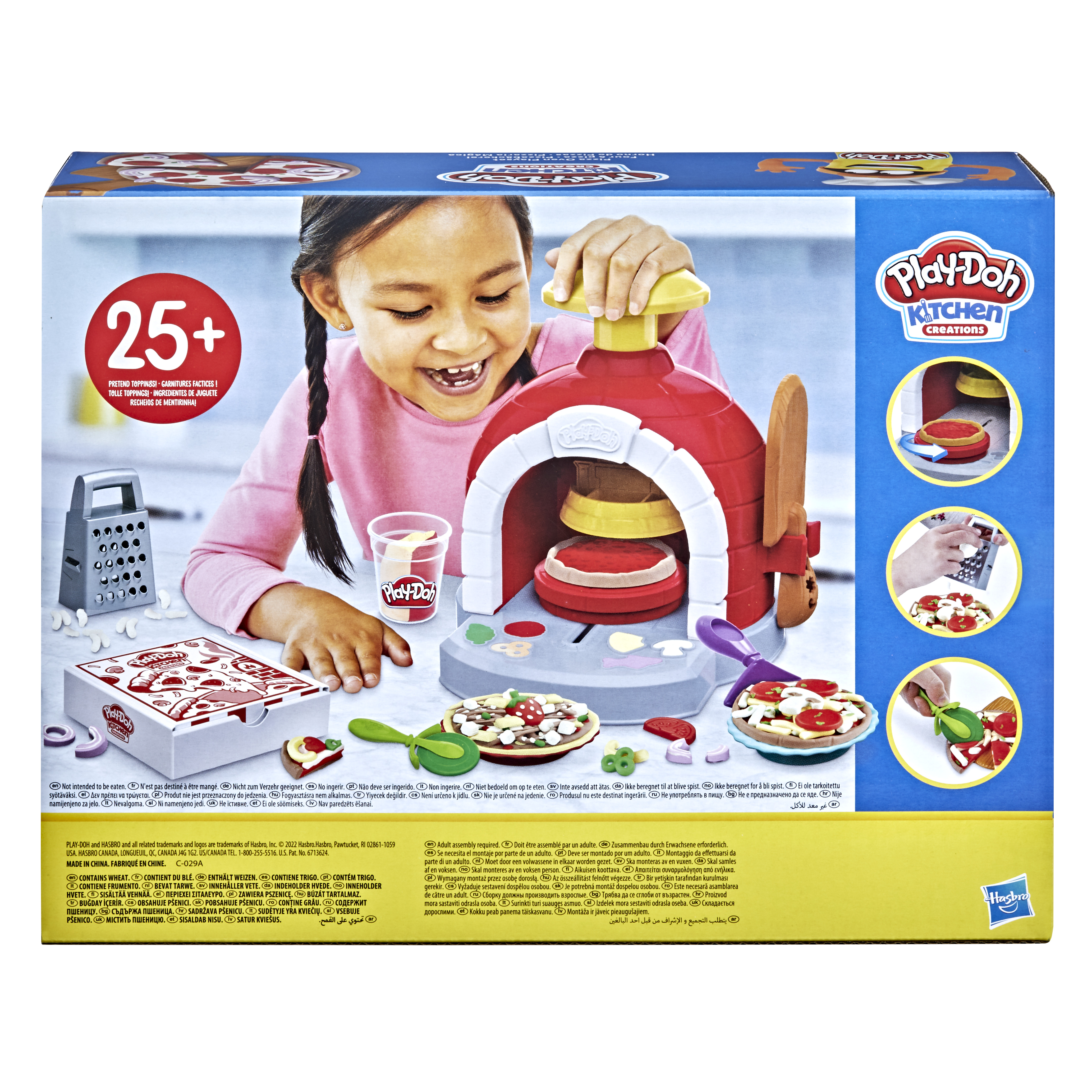 Play-Doh Kitchen Creations La Pizzeria, playset con 6 vasetti di pasta modellabile e 8 accessori