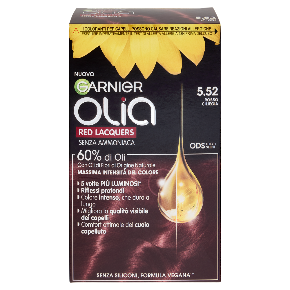 Garnier Olia Red Lacquers, Tinta Capelli Senza Ammoniaca, 5.52 Rosso Ciliegia