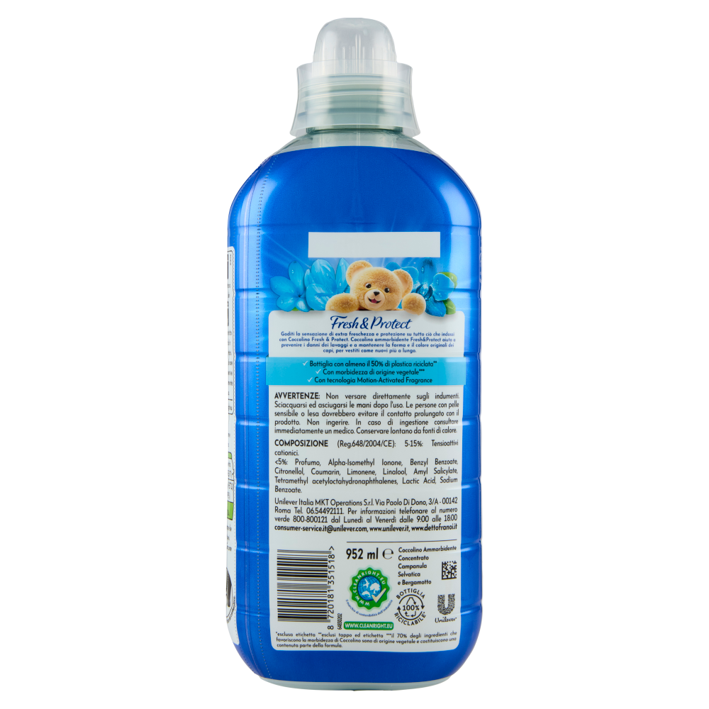 Coccolino Ammorbidente Concentrato Fresh&Protect Campanula Selvatica & Bergamotto 41 Lavaggi 952 ml