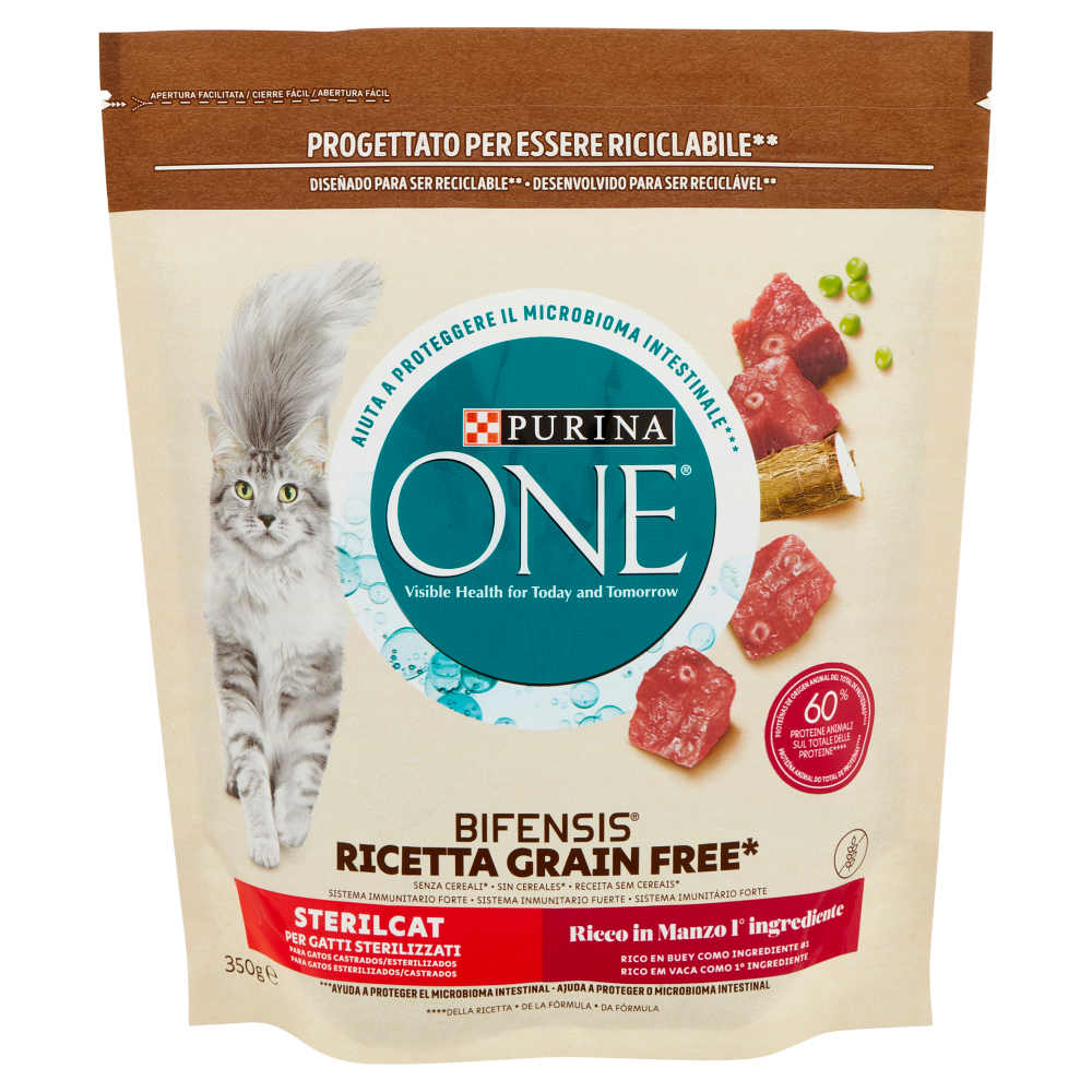 PURINA ONE Bifensis Grain Free Sterilcat Manzo 350 g