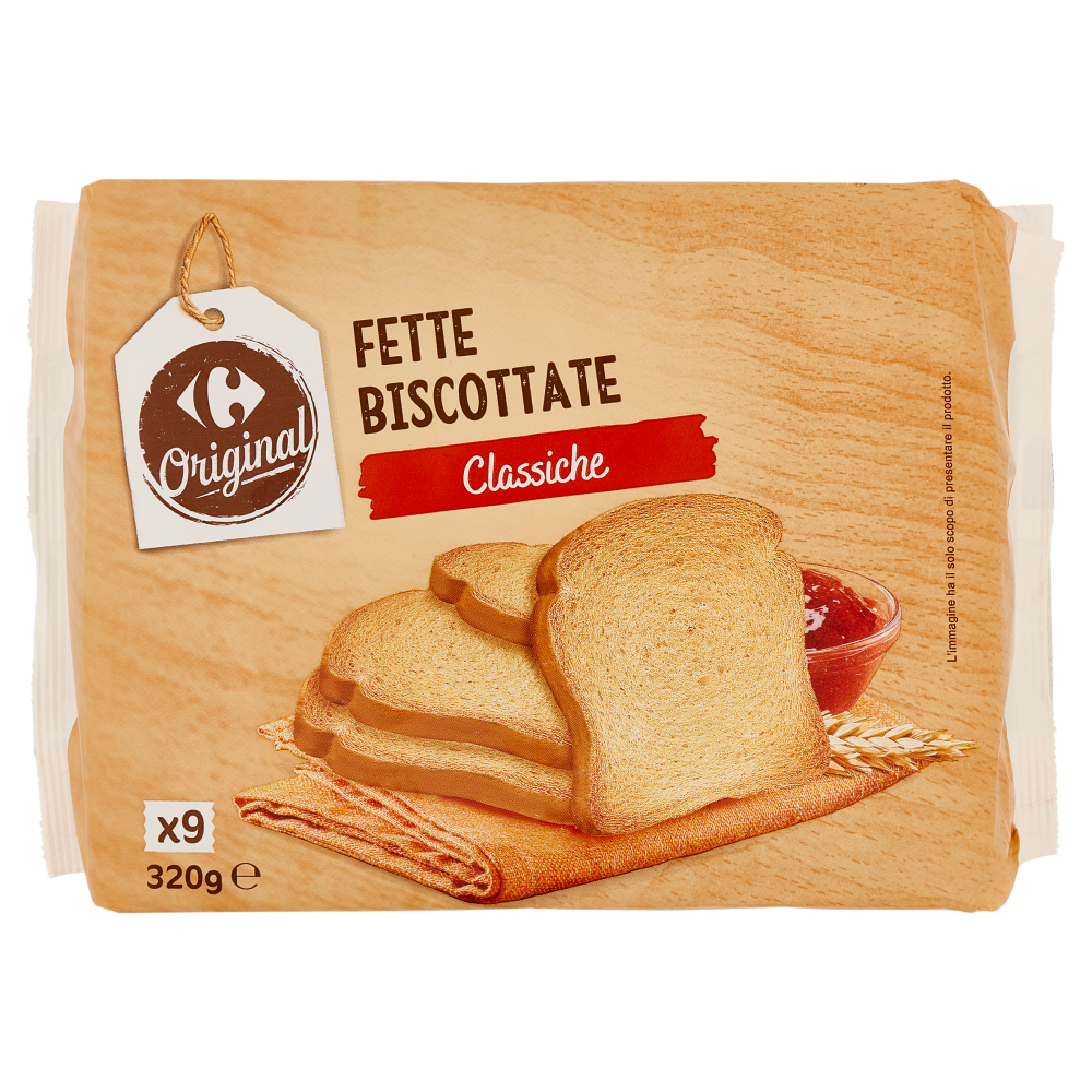 Carrefour Original Fette Biscottate Integrali 9 Monoporzioni 320 g