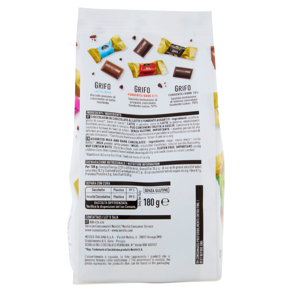 PERUGINA Grifo Assortito Cioccolatini Fondenti e al Latte Sacchetto 180g