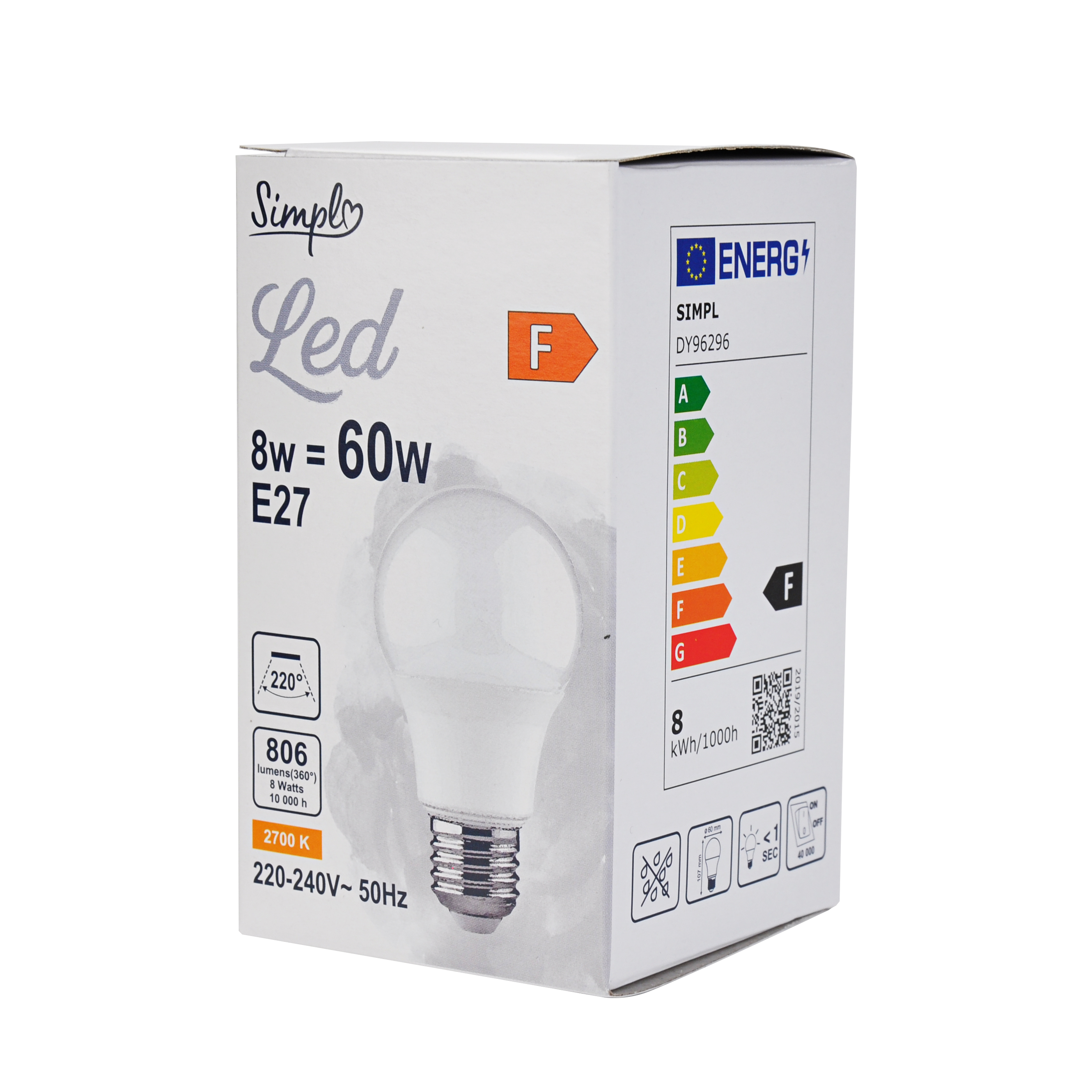 Simpl LED Goccia 60W E27 WW