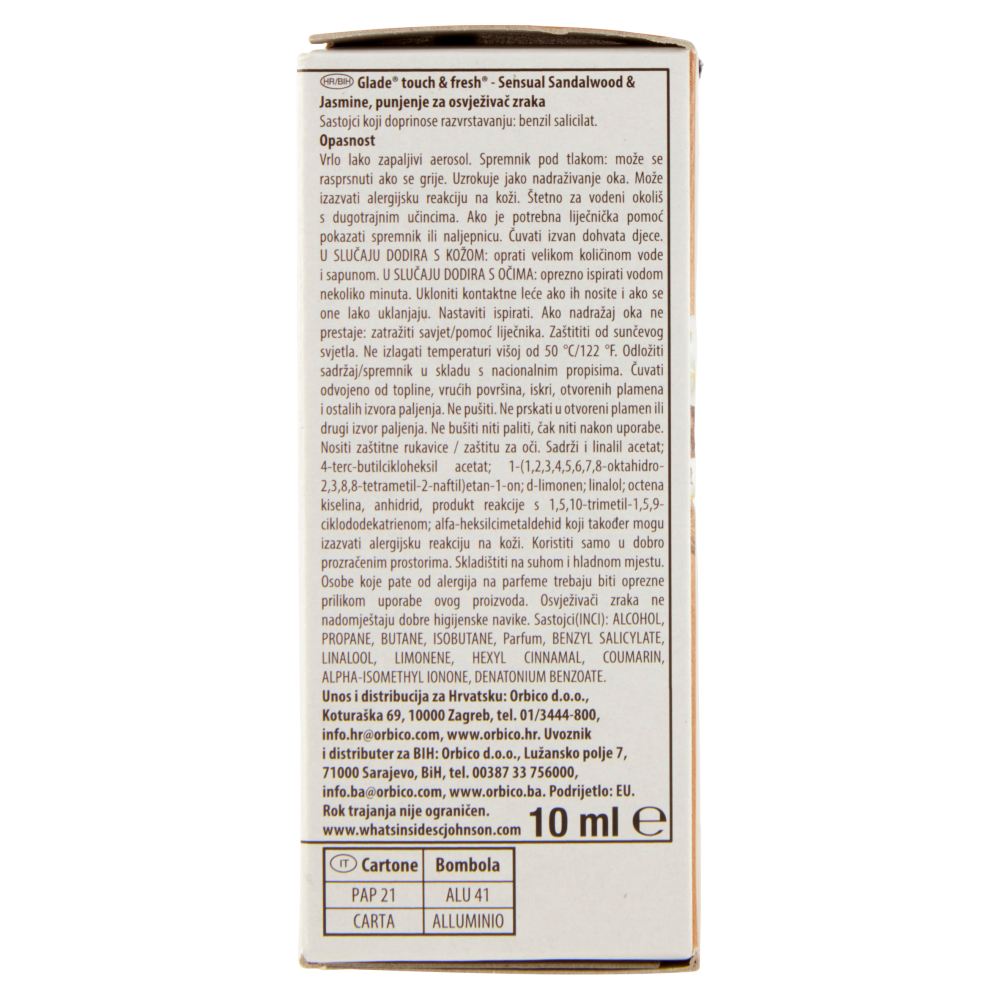 Glade Touch&Fresh Ricarica, Profumatore per Ambienti, Fragranza Sensual Sandalwood & Jasmine 10ml