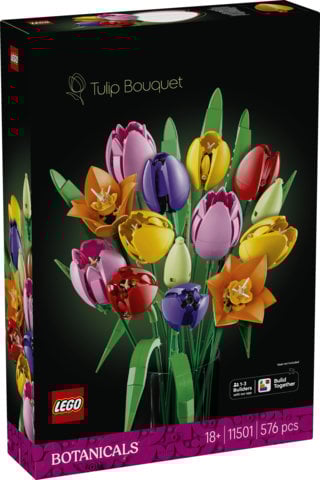LEGO Botanicals 11501 Bouquet di Tulipani, 14 Fiori Finti da Costruire per Adulti in 5 Colori, Regalo Fai da Te per Donne