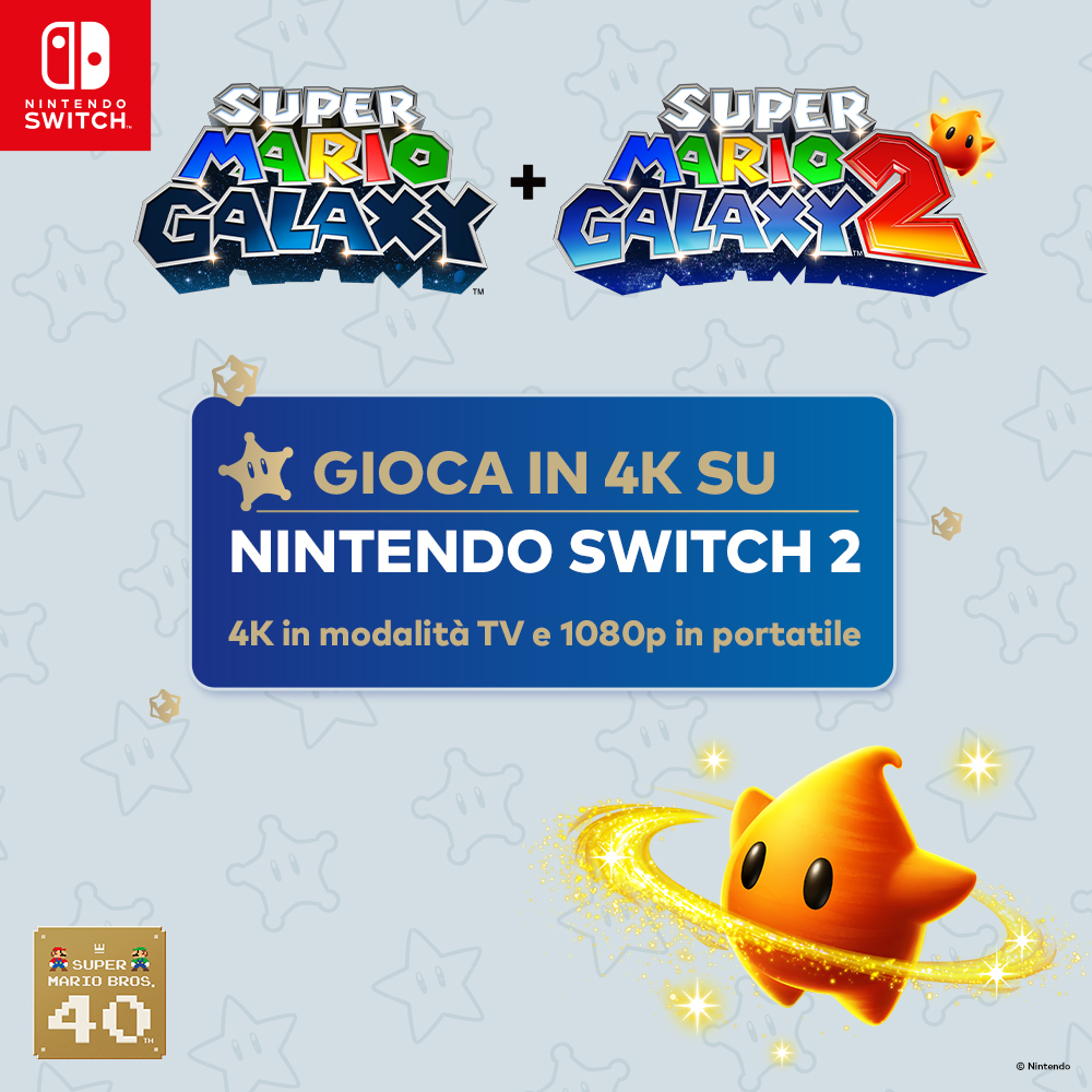 Nintendo Super Mario Galaxy + Super Mario Galaxy 2 Tedesca, DUT, Inglese, ESP, Francese, ITA, Giapponese, Coreano, Portoghese Nintendo Switch