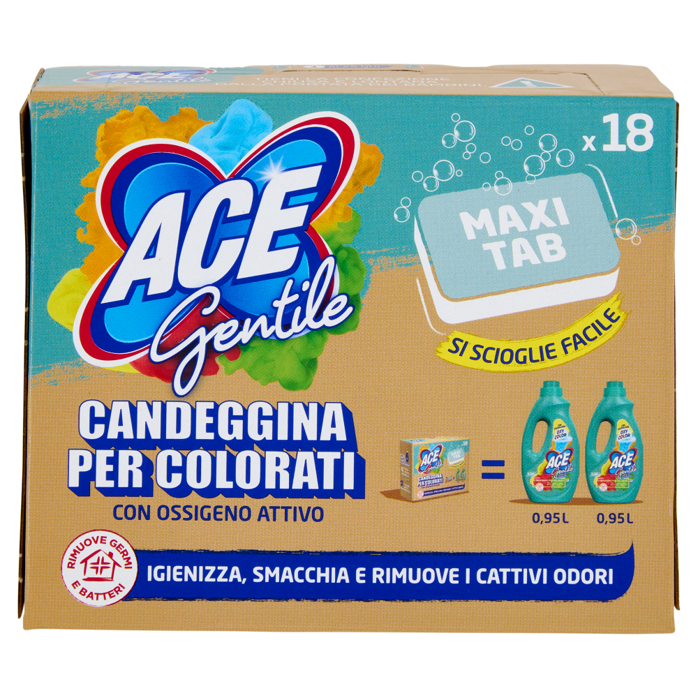 Ace Gentile Maxi Tab Candeggina per Colorati 18 x 18 g
