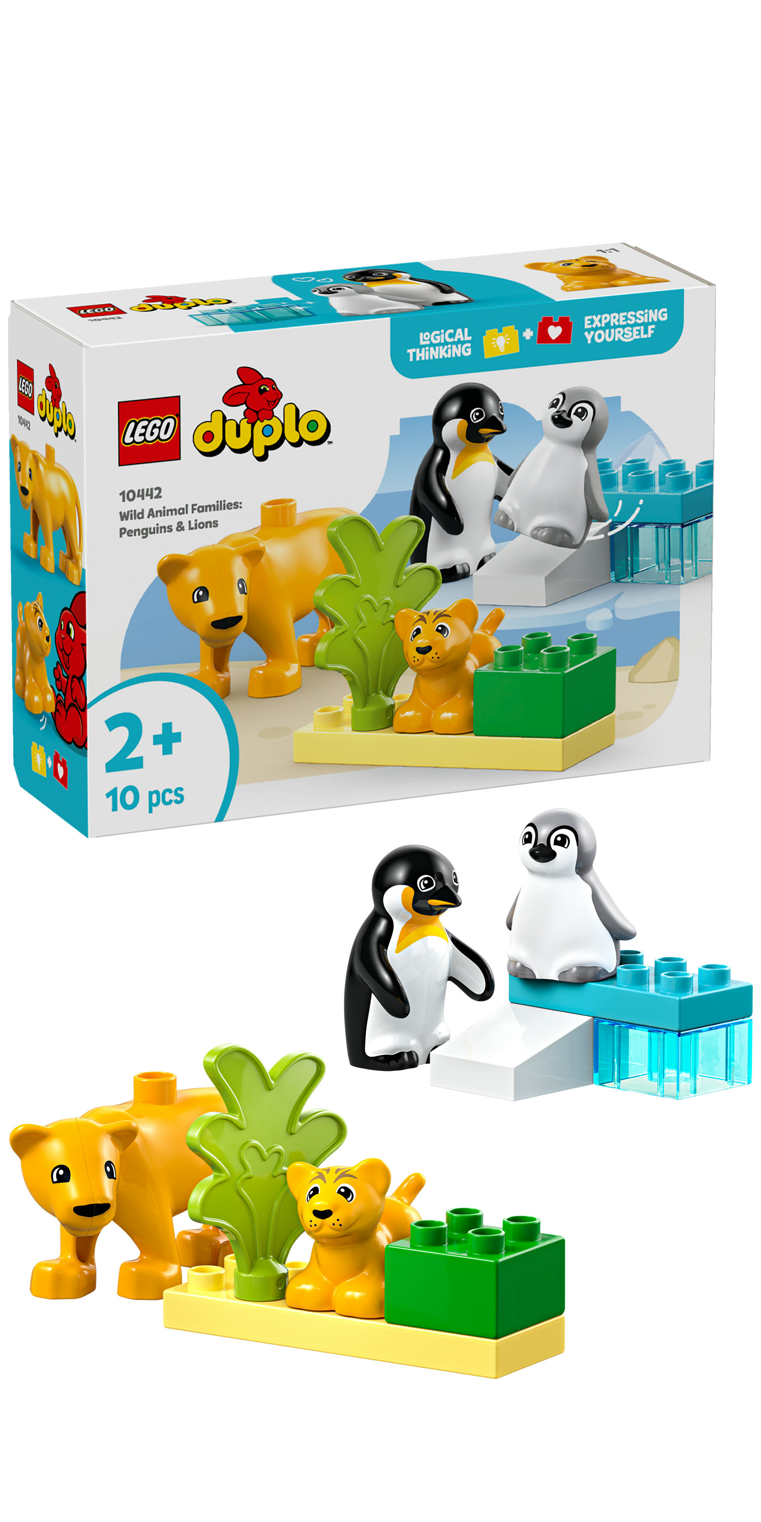 LEGO DUPLO 10442 Famiglie di Animali: Pinguini e Leoni, Giochi Didattici per Bambini e Bambine da 2+ Anni, Giocattolo Creativo