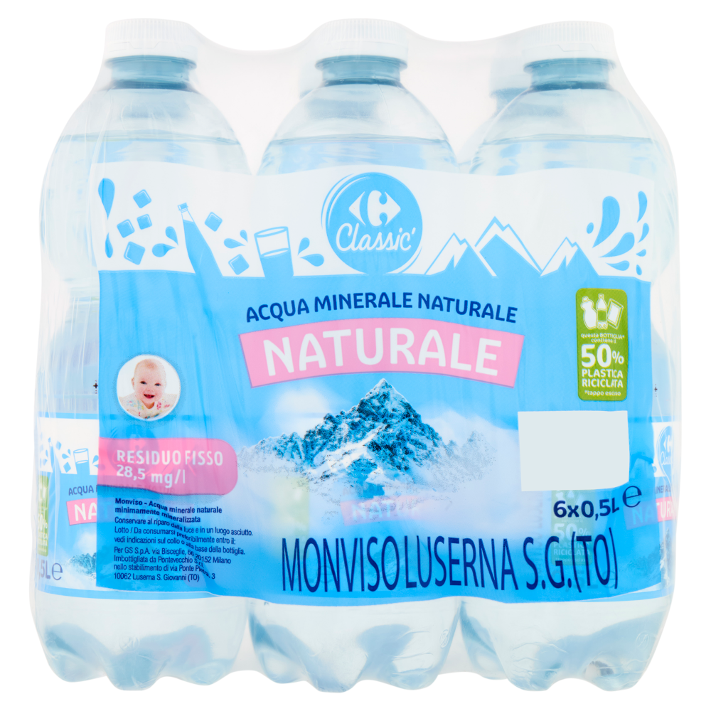 Carrefour Classic Naturale Acqua Minerale Naturale Monviso 6 x 0,5 L