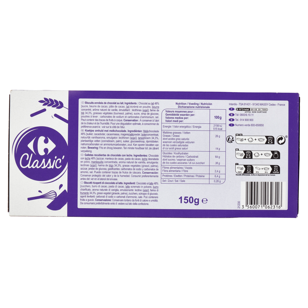 Carrefour Classic Stick & Choc 150 g