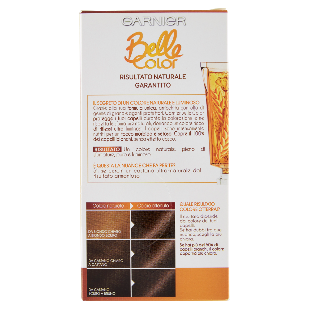 Garnier Belle Color Colore Luminoso, Tinta per Capelli Bianchi 22 Castano Naturale Nude