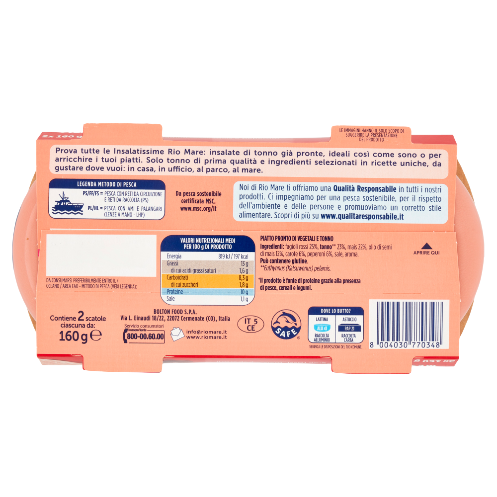 Rio mare Insalatissime Insalata di Tonno Messicana con fagioli rossi, mais e peperoni 2 x 160 g