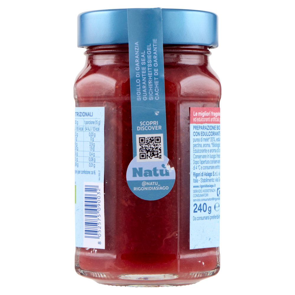 Rigoni di Asiago Nat&ugrave; Senza Zuccheri Aggiunti&deg; Fragole bio 240 g