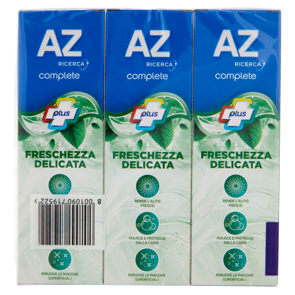 AZ Ricerca Dentifricio Complete Plus Freschezza Delicata Menta Leggera 3 x 65 ml