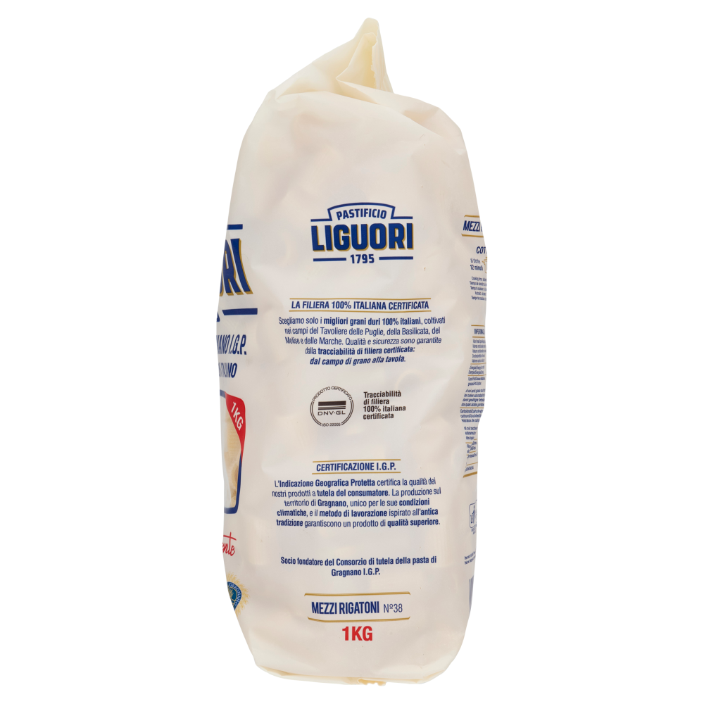 Pastificio Liguori Pasta di Gragnano I.G.P. Mezzi Rigatoni N°38 1000 g