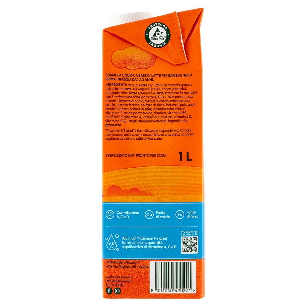 Plasmon Latte di Crescita Nutri mune 1-3 Anni 1 L