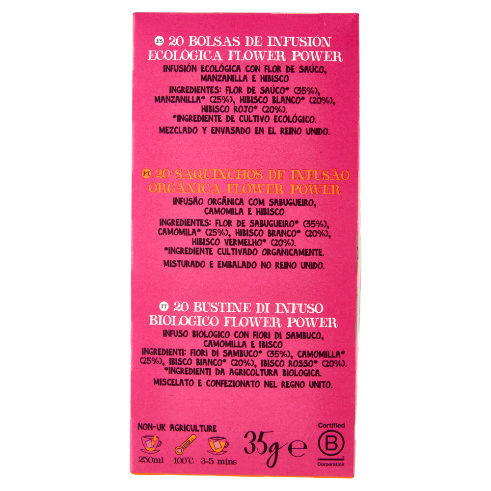 CUPPER Flower Power Infuso Bio con Fiori di Sambuco, Camomilla e Ibisco, Tisana, 20 Bustine 35 g